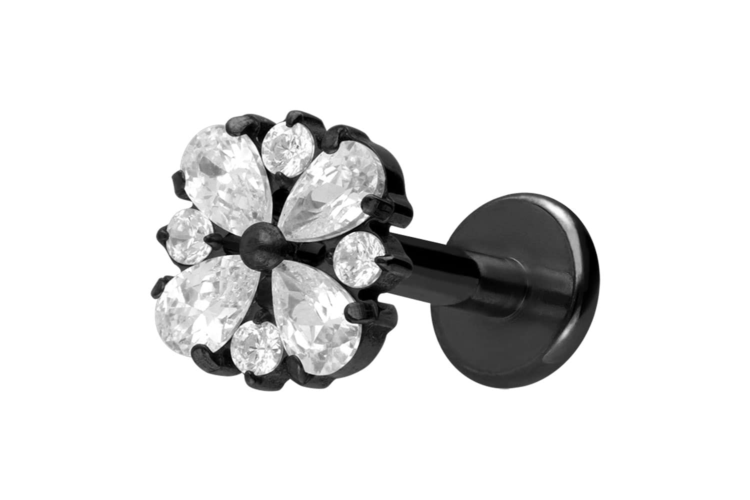 Titan Labret Piercing mit Innengewinde KRISTALLORNAMENT